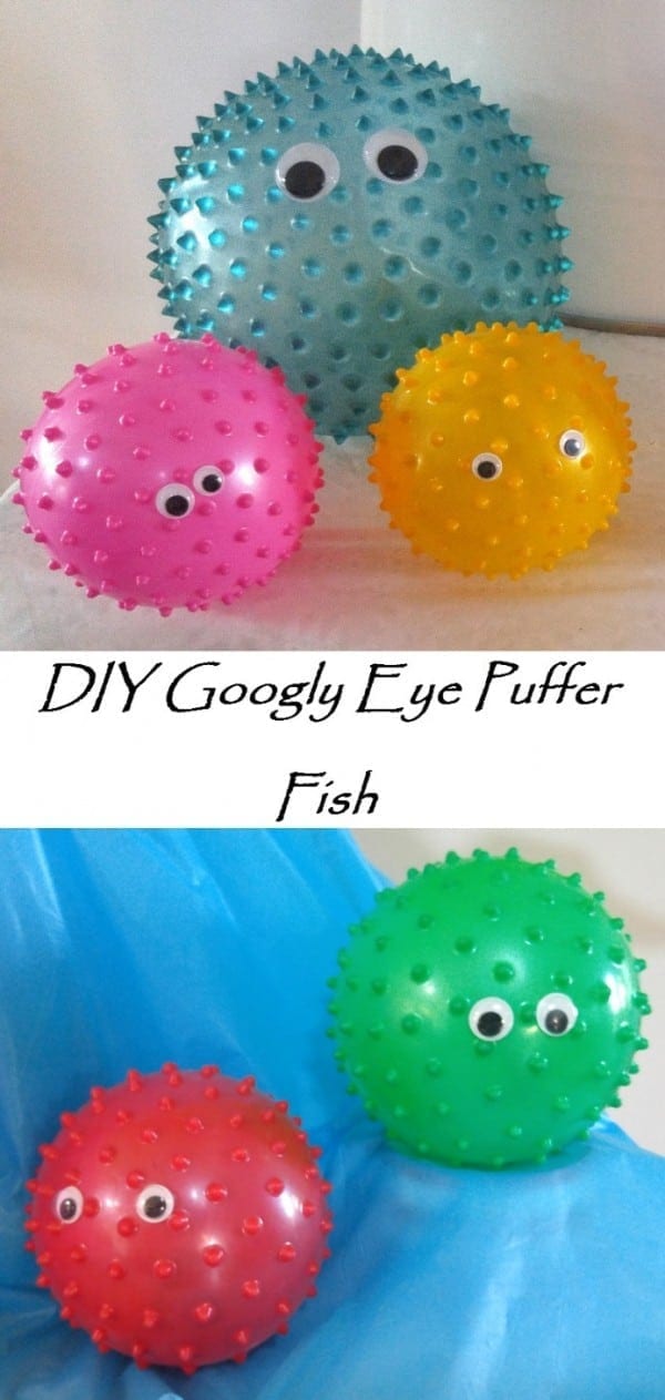 Examples of DIY Googly Eye Puffer Fish at Sea Party